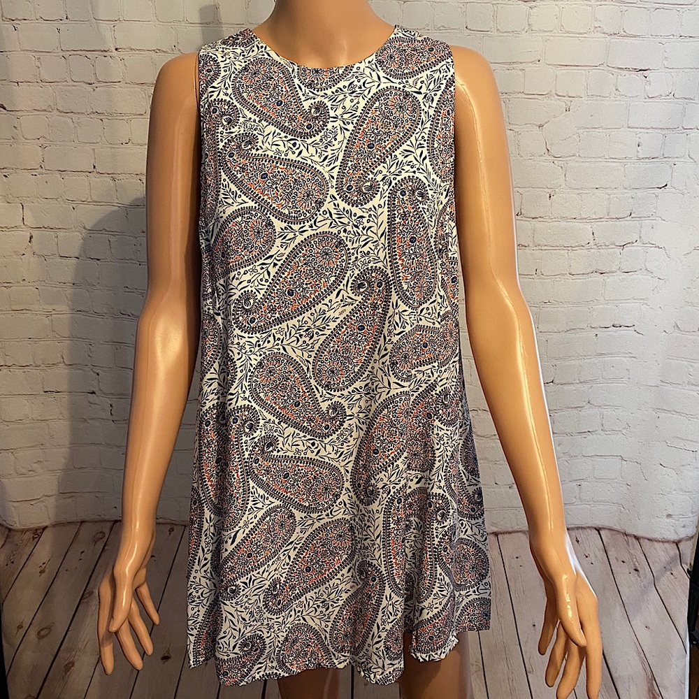 Old Navy blue & white paisley patterned dress size medium boho